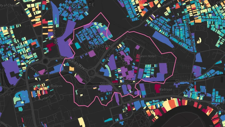 House price heatmap showing property values across Chester