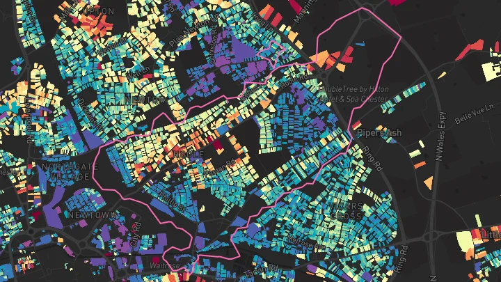 House price heatmap showing property values across Hoole
