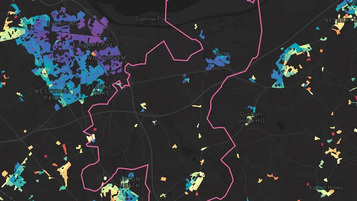 House price heatmap showing property values across Elton