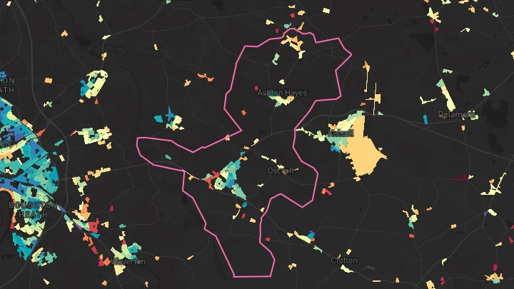House price heatmap showing property values across Tarvin