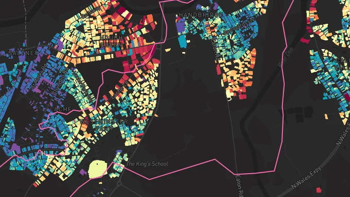 House price heatmap showing property values across Chester