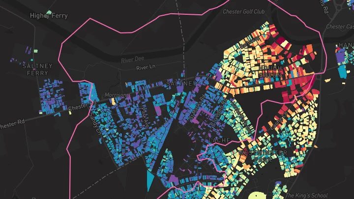 House price heatmap showing property values across Saltney