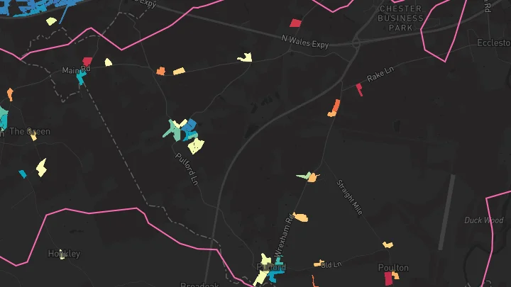 House price heatmap showing property values across Higher Kinnerton