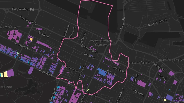 House price heatmap showing property values across Birkenhead