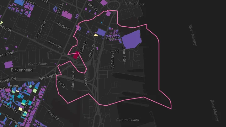 House price heatmap showing property values across Birkenhead