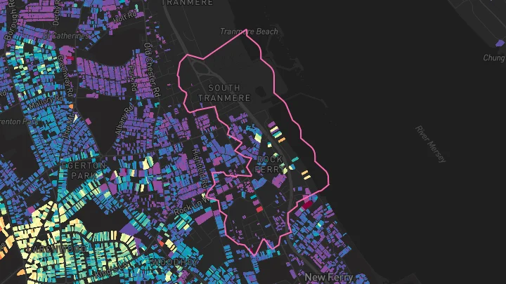 House price heatmap showing property values across Birkenhead