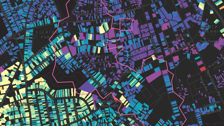 House price heatmap showing property values across Birkenhead