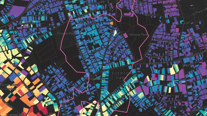 House price heatmap showing property values across Birkenhead