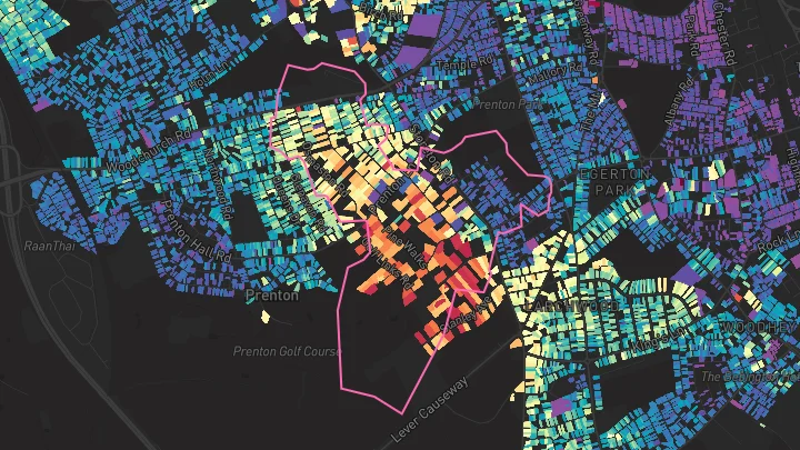 House price heatmap showing property values across Birkenhead