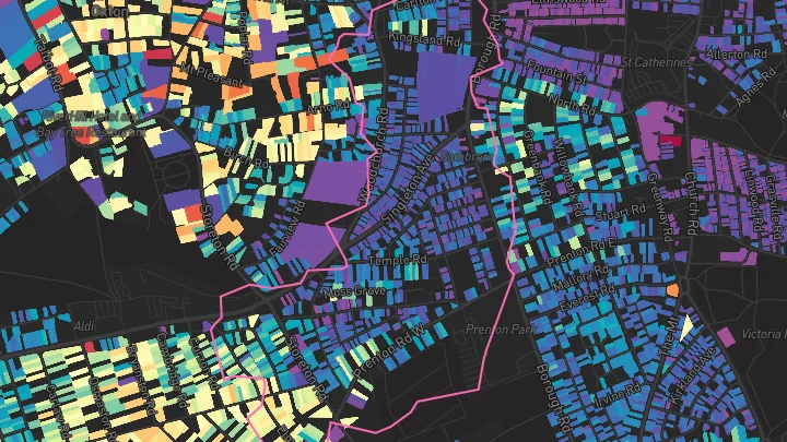 House price heatmap showing property values across Birkenhead