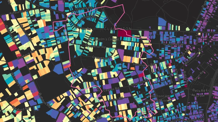 House price heatmap showing property values across Prenton