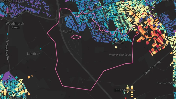 House price heatmap showing property values across Prenton