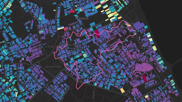 House price heatmap showing property values across Wallasey