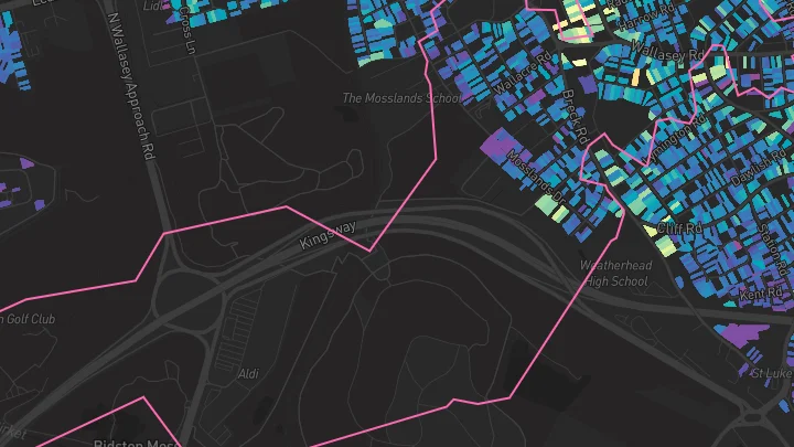 House price heatmap showing property values across Wallasey