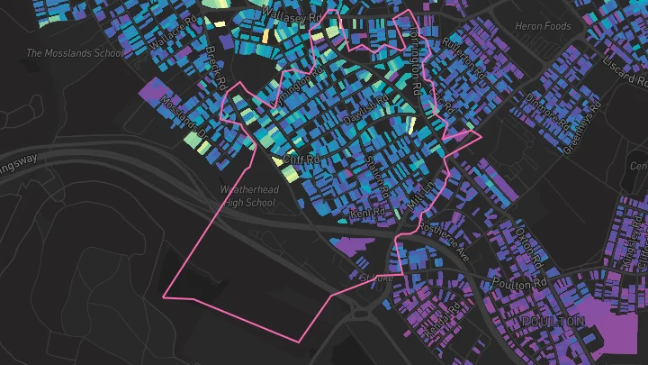 House price heatmap showing property values across Wallasey