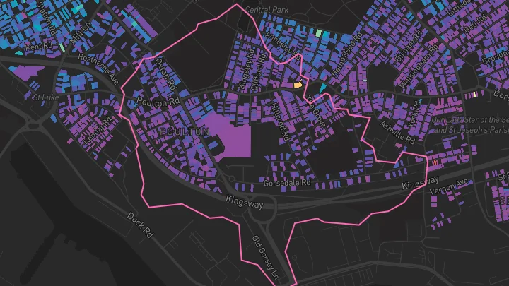 House price heatmap showing property values across Wallasey