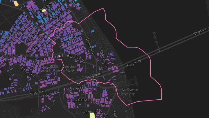 House price heatmap showing property values across Wallasey