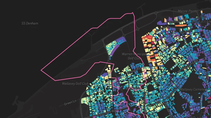 House price heatmap showing property values across Wallasey