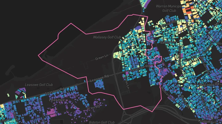 House price heatmap showing property values across Wallasey