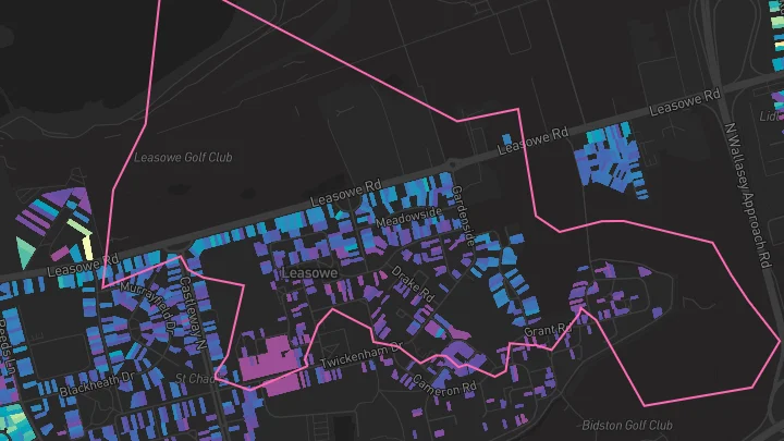 House price heatmap showing property values across Wirral