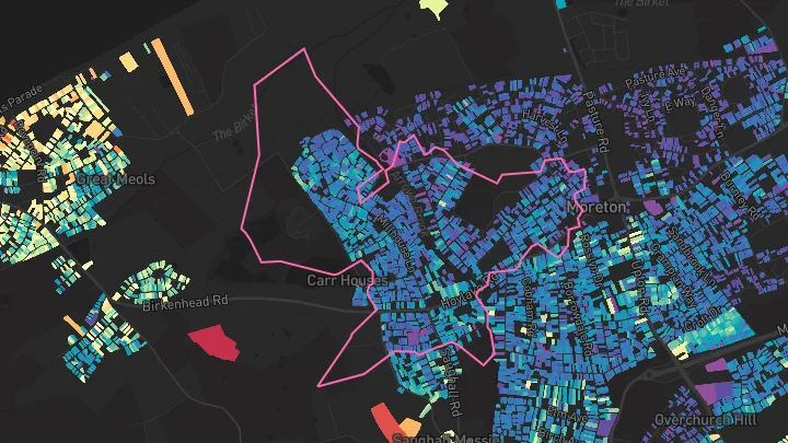 House price heatmap showing property values across Wirral