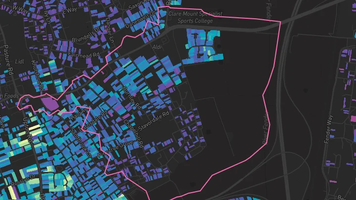 House price heatmap showing property values across Moreton