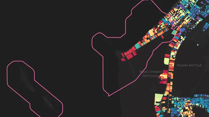 House price heatmap showing property values across Hoylake