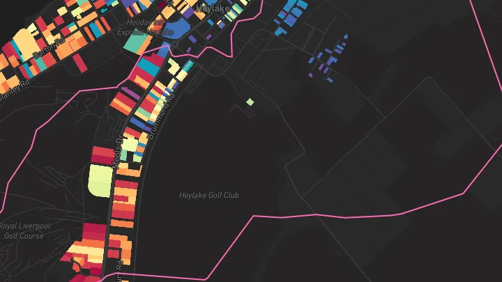 House price heatmap showing property values across Hoylake