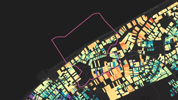 House price heatmap showing property values across Hoylake