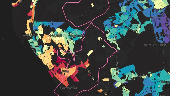 House price heatmap showing property values across Wirral