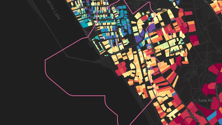 House price heatmap showing property values across West Kirby