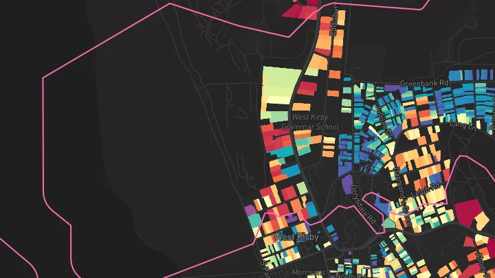 House price heatmap showing property values across West Kirby