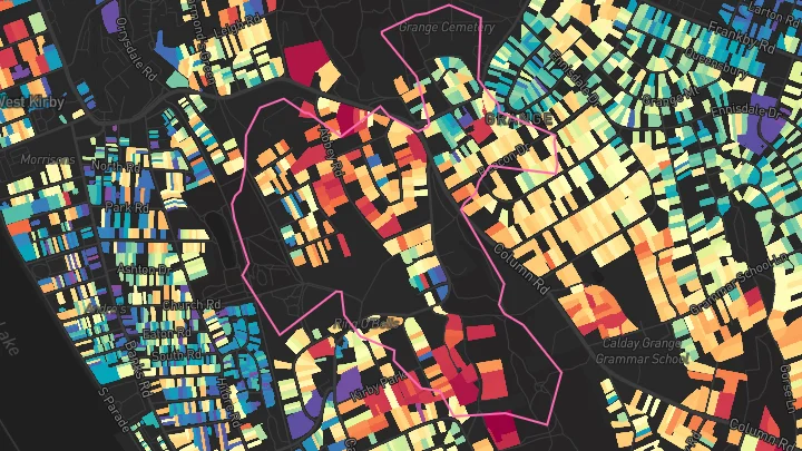House price heatmap showing property values across Wirral