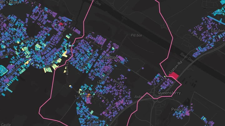 House price heatmap showing property values across Shotton