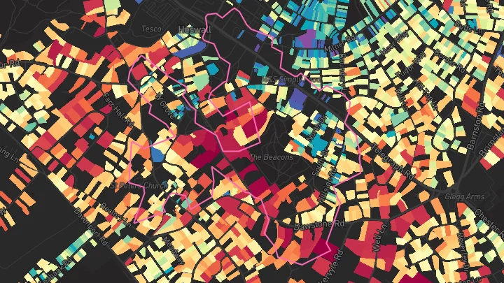 House price heatmap showing property values across Heswall