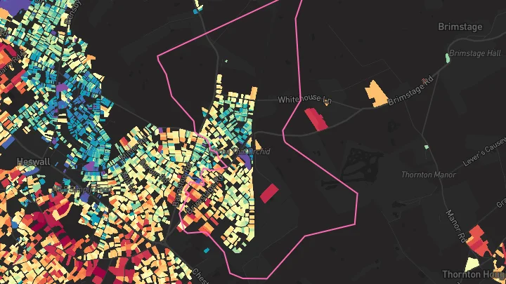 House price heatmap showing property values across Heswall