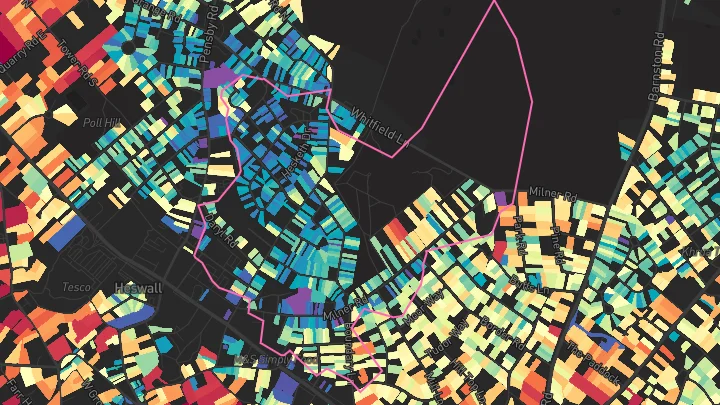 House price heatmap showing property values across Heswall