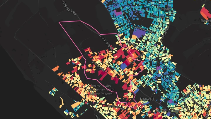 House price heatmap showing property values across Heswall