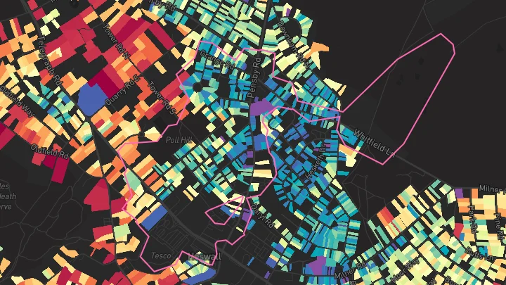 House price heatmap showing property values across Heswall