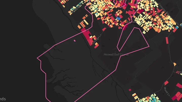 House price heatmap showing property values across Heswall