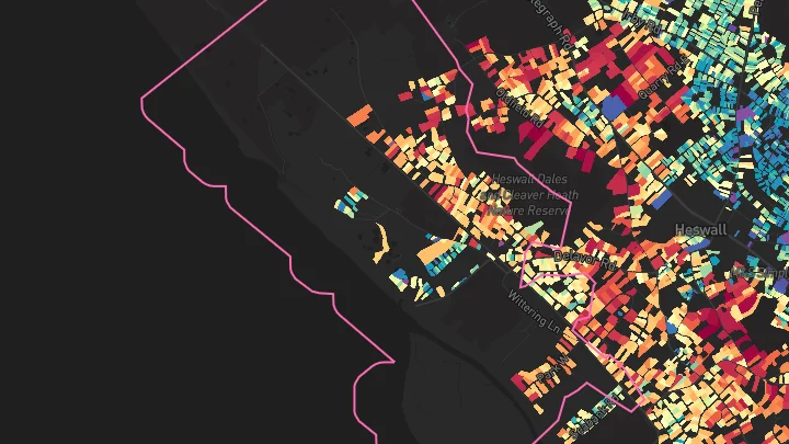 House price heatmap showing property values across Heswall
