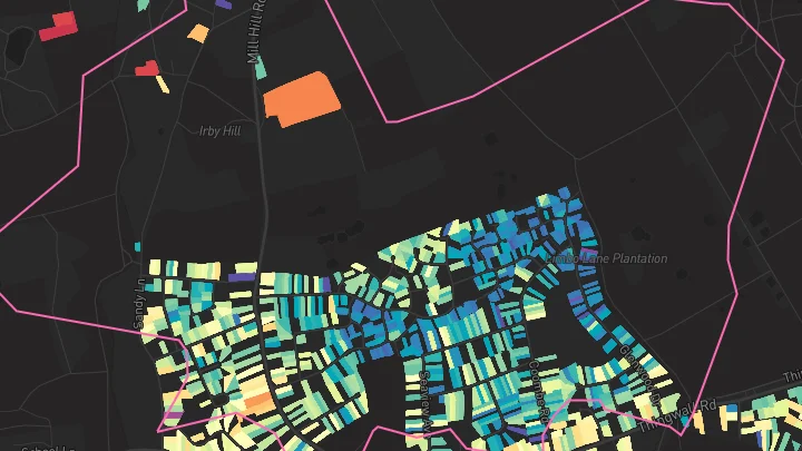House price heatmap showing property values across Wirral