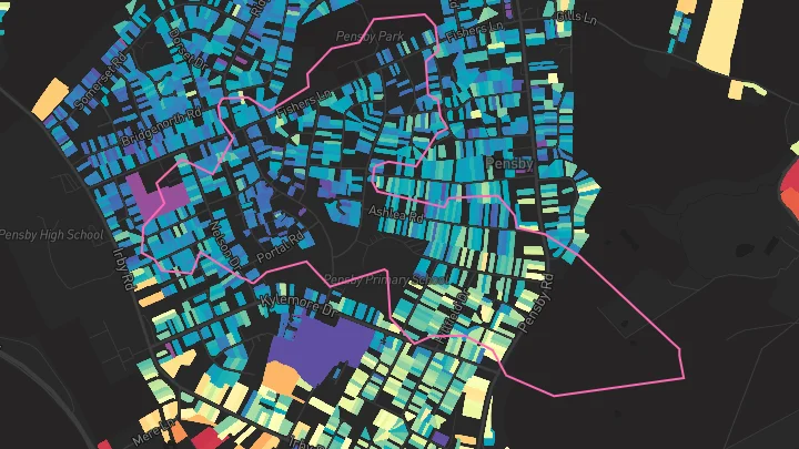 House price heatmap showing property values across Wirral