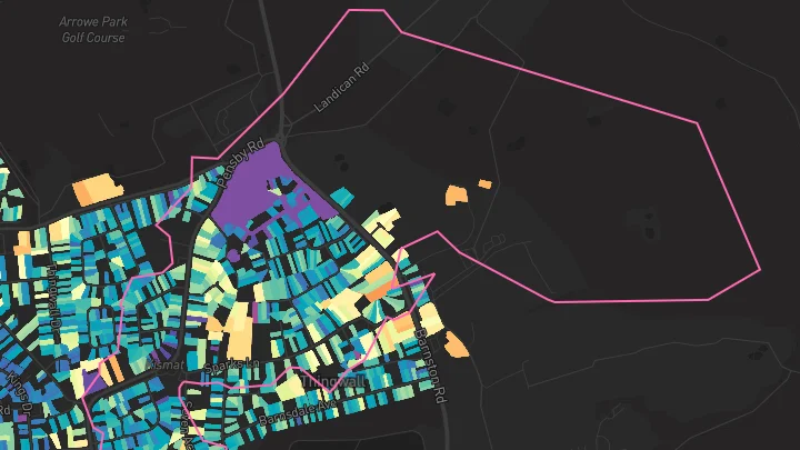 House price heatmap showing property values across Thingwall