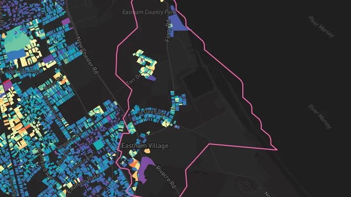 House price heatmap showing property values across Eastham