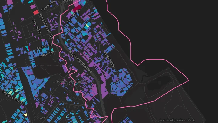 House price heatmap showing property values across New Ferry
