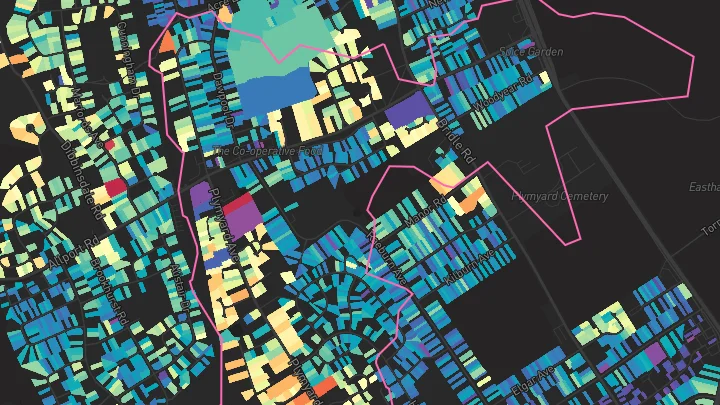 House price heatmap showing property values across Bromborough