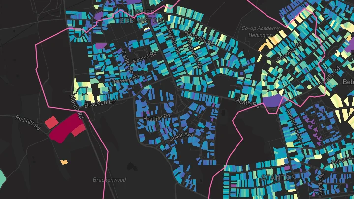 House price heatmap showing property values across Wirral