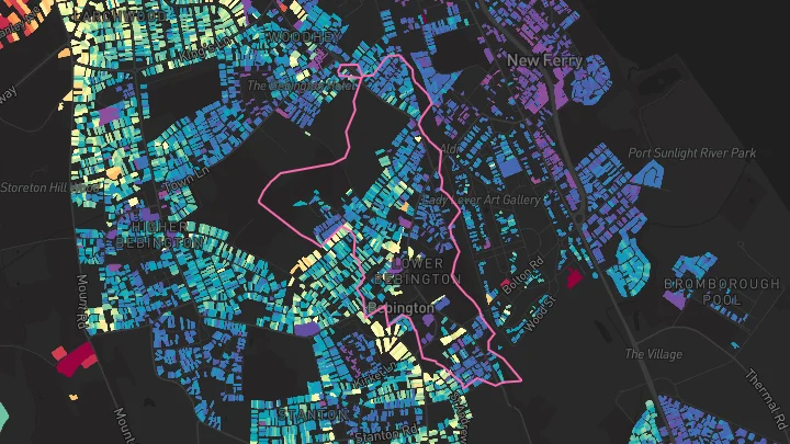 House price heatmap showing property values across Wirral
