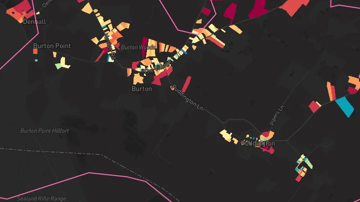 House price heatmap showing property values across Burton